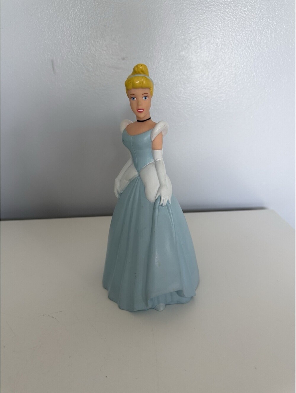 Disney Vintage Cinderella Blue Ball Gown Hard Plastic Coin Bank - No Stopper